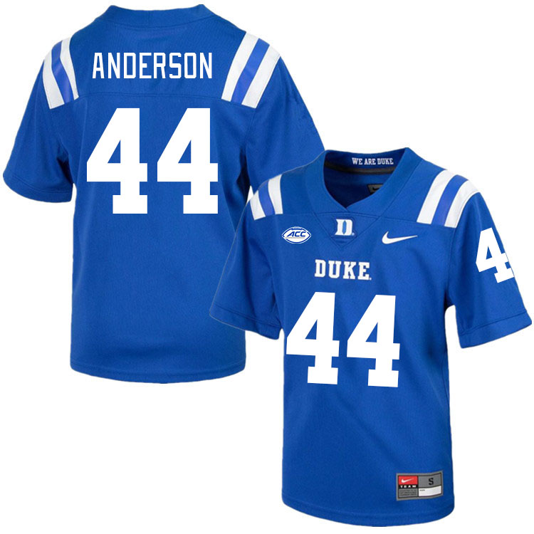 Men #44 David Anderson Duke Blue Devils College Football Jerseys Stitched-Royal